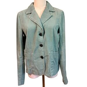 Mossimo Women's Corduroy SZ L Blazer Jacket Cotton 3 Button Teal Collar Preppy